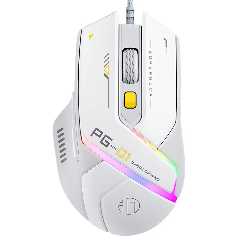 Inphic Pg1 有線マウス ゲーミングマウス RGB 発光マクロプログラミング 12800DPI 6 キーコンピュータマウス 1000hz ポーリングレート