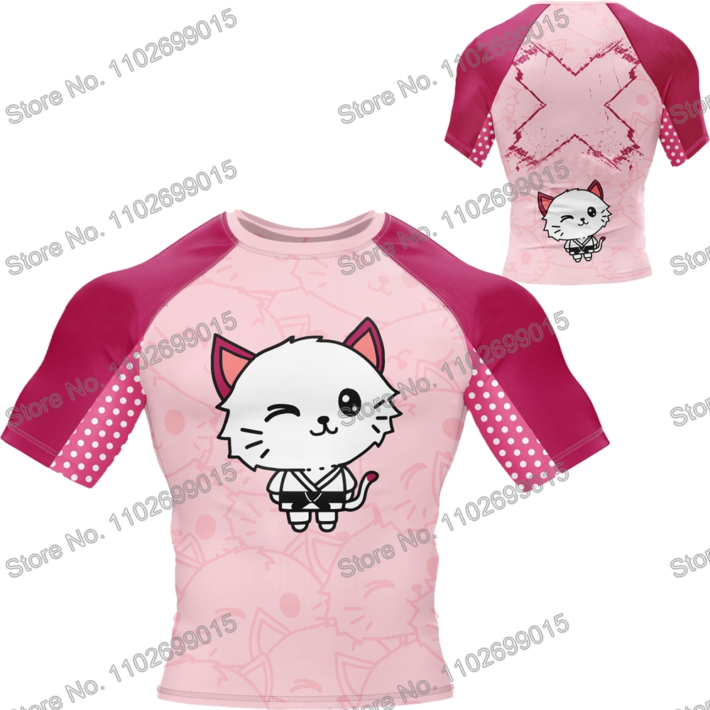 Jujitsu 猫サーフィン服男性ラッシュガード半袖 UV 保護ダイビング水着夏 UPF 50 ビーチタイツ女性トップス
