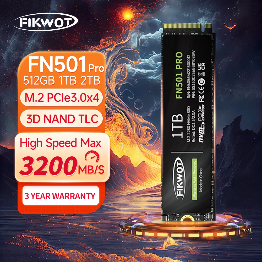 Fikwot FN501 プロ M.2 NVMe SSD 3200MB/秒 PCIe 3.0x4 256GB 512GB 1TB 2TB 3D NAND 内蔵ソリッドステートドライブ ラップトップ PC デスクトップ用