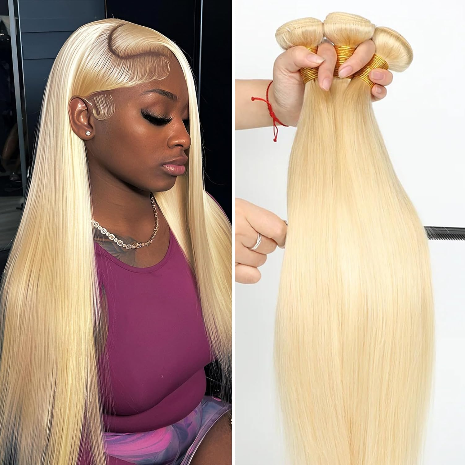 #613 Blonde Straight Human Hair Bundles Double Drawn Raw Vietnamese Hair Bundles Weave Honey Blonde Remy Human Hair Extensions