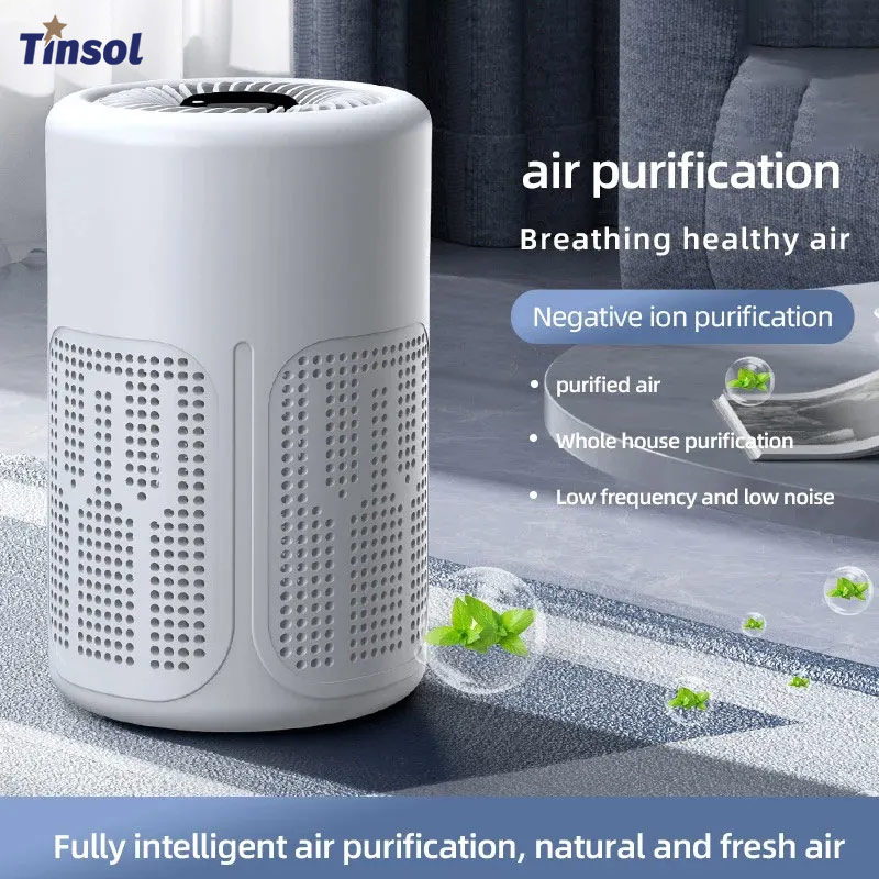 TINSOLの新しいミニ空気清浄機HEPAフィルターは、マイナスイオン技術を使用して、ホルムアルデヒドの臭い、煙や粉塵の粒子を除去します。