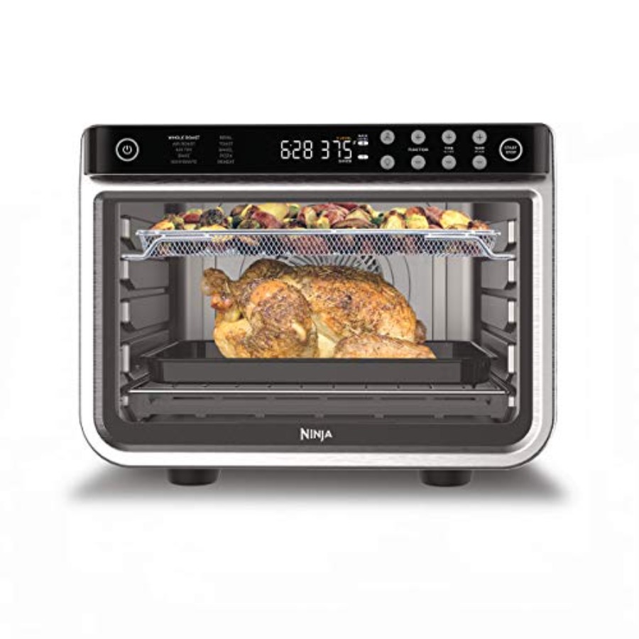 エアフライヤーとオーブントースターのコンボ 10-in-1 Foodi XL Pro エアフライ カウンタートップ オーブン 5ポンドの鶏肉と野菜のシートパンにフィット Ba