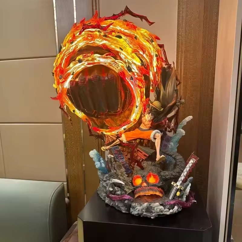 ワンピース Gk アニメフィギュアルフィ Led おもちゃギア 3 置物レッド Roc Pvc 像グッズモデル装飾誕生日ギフト