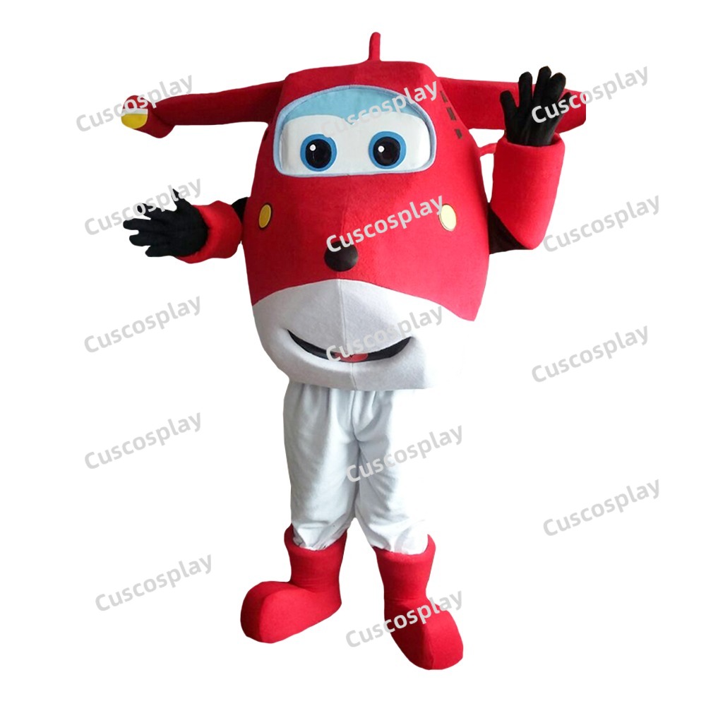 スーパーウィングジェットマスコット衣装飛行機漫画キャラクターマスコット誕生日パーティーカーニバルフェスティバルファンシーコスプレドレス大人の衣装
