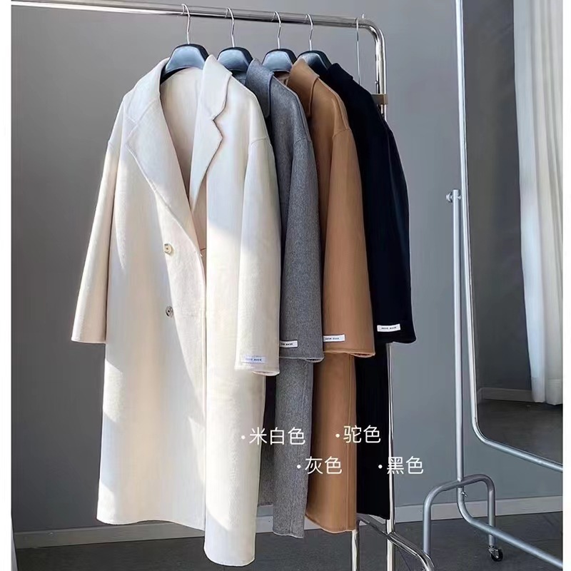 2025 秋の女性 Drouble ブレストウールコートファッションルーズスタイルの女性の冬服ロングコートトップス新