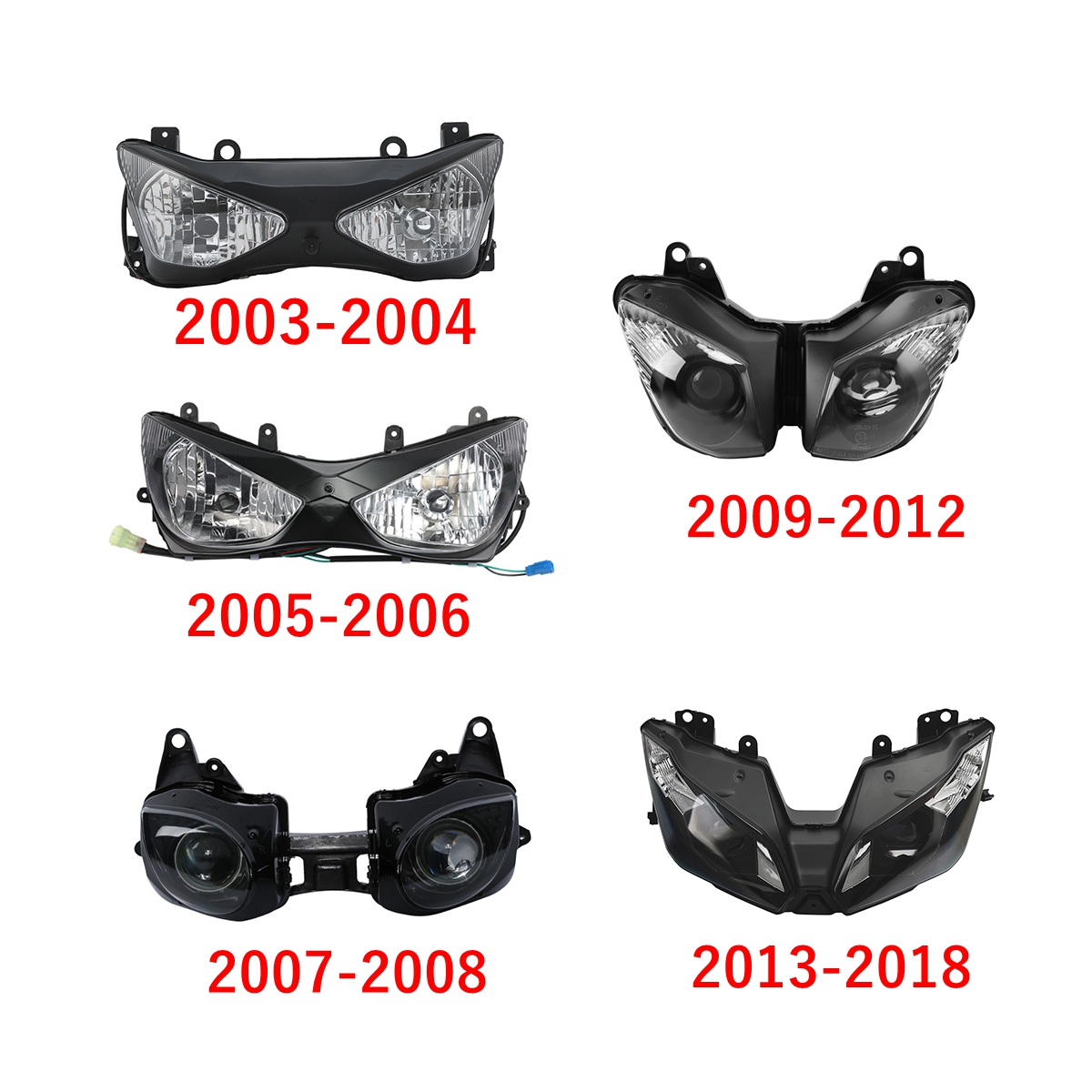 フロントヘッドライトヘッドランプアセンブリカワサキニンジャ ZX6R ZX-6R 2005-2006 2007-2008 2009-2012 2013-2018 に適合