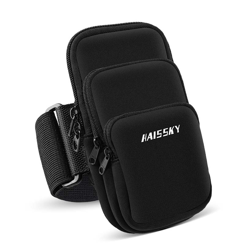 HAISSKY 3 ジッパーポケットランニングスポーツ Amband バッグ iPhone 17 16 15 14 13 プロマックス 16E 17 空気 15 プラス Fitenss リストバンドポーチ