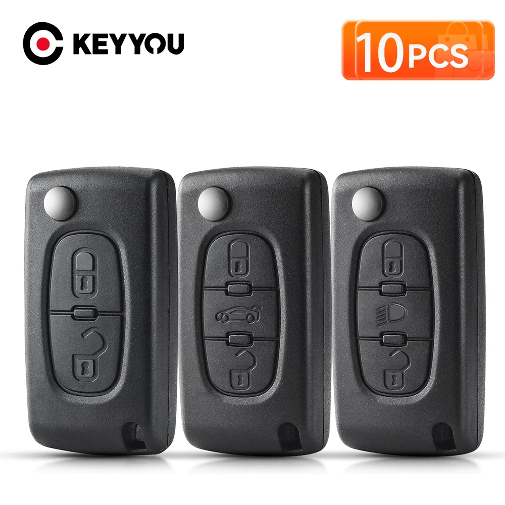 KEYYOU 10 個 2/3 ボタン車のキーケースプジョー 207 307 308 407 607 807 シトロエン C2 C3 C4 C5 C6 フリップ車のキーシェル
