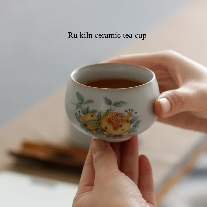 ブティック Ru 窯セラミックティーカップ旅行瞑想カップ手描きの花柄茶碗プーアルマスターカップ茶セットアクセサリー