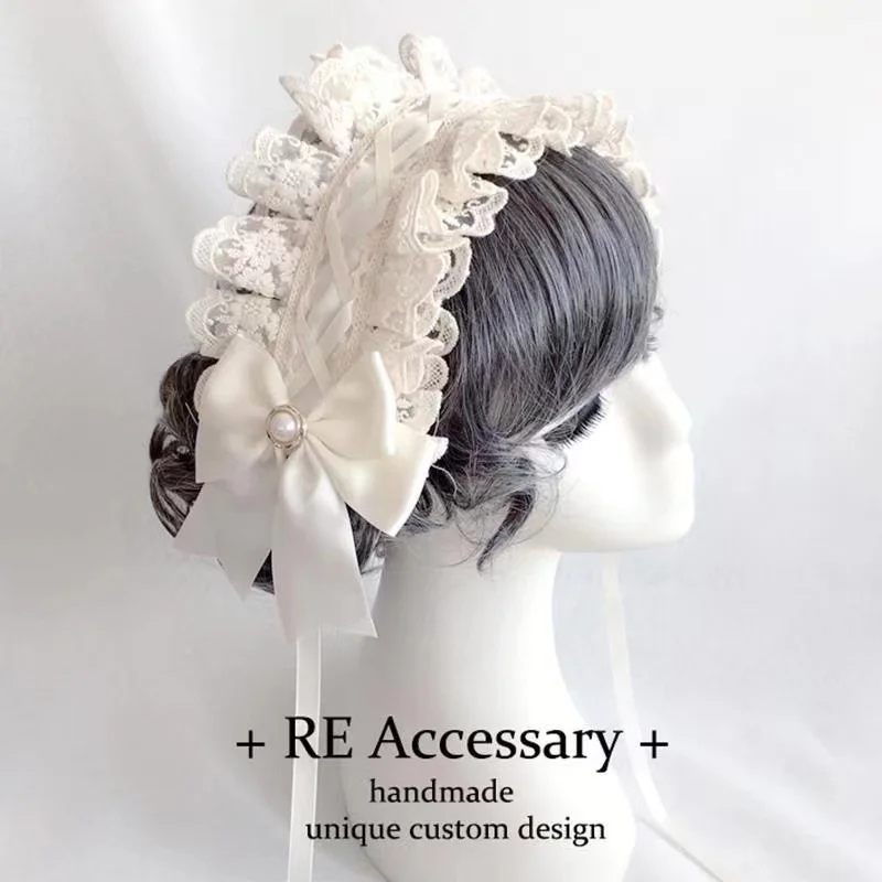 リボン弓ヘアバンドとヘアピン女の子ロリータレースフリルヘッドバンド甘いスター刺繍アニメメイドコスプレ頭飾り