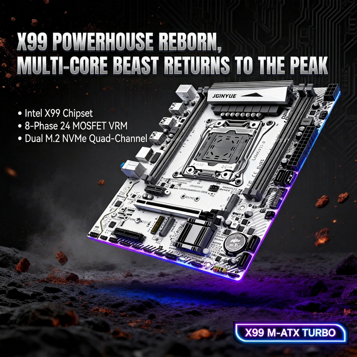 JGINYUE X99 マザーボード LGA 2011-3 サポート Xeon E5 V3 V4 CPU および DDR4 RAM メモリ M.2 NVME SATA WIFI X99M GAMING D4/ARGB