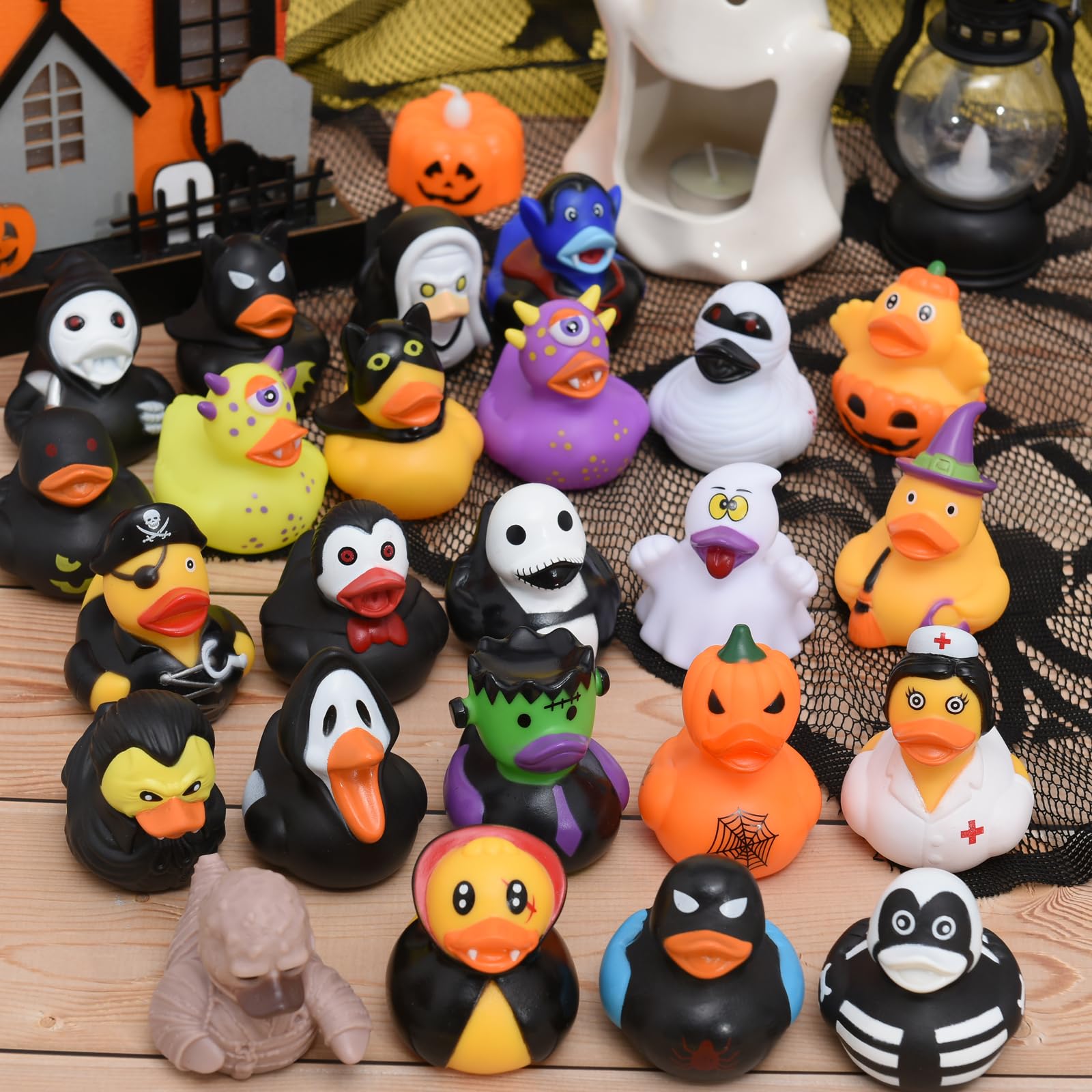 24/48 個のゴム製アヒル詰め合わせハロウィンダッキー子供用バルクダッキングベビーシャワーお風呂のおもちゃパーティーの記念品