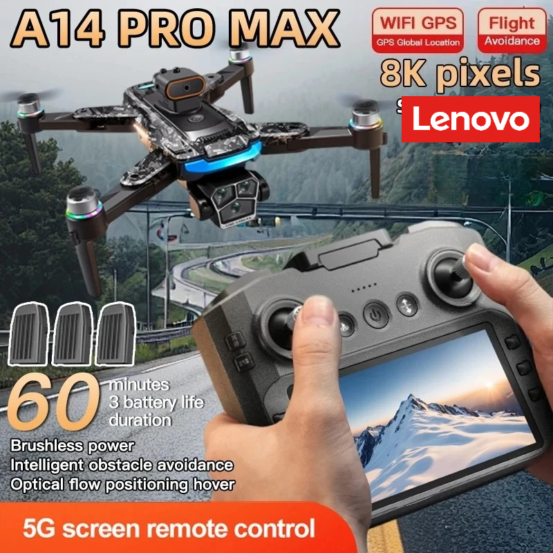 レノボ A14Pro 最大 GPS ドローン 4K プロフェッショナルデュアルカメラ Dron ブラシレスモーター WIFI FPV 折りたたみ式 RC Quadcopter ヘリコプターおもちゃ