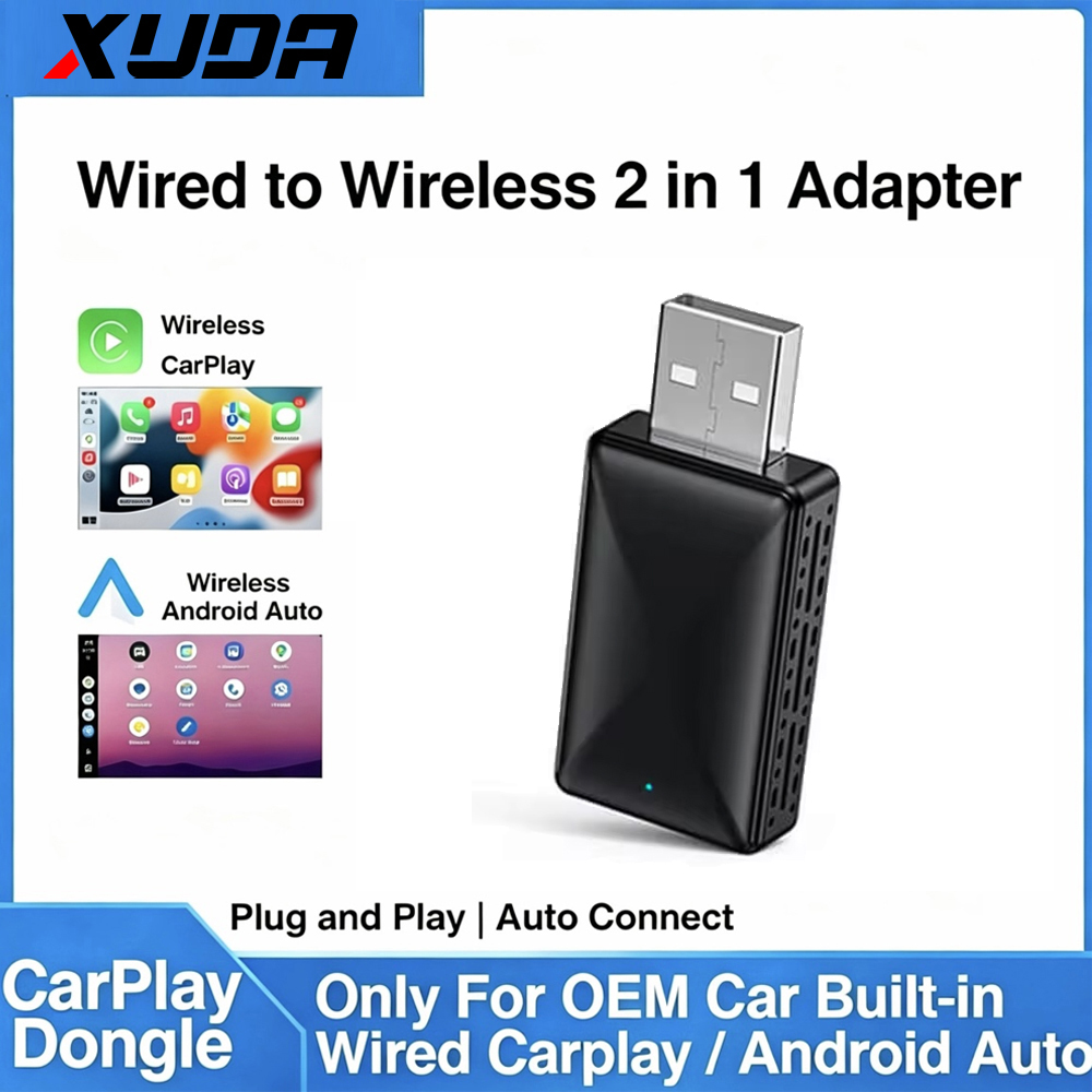 XUDA 2in1 有線 - ワイヤレス CarPlay Android Auto アダプター、USB プラグアンドプレイ付き OEM カーステレオ用