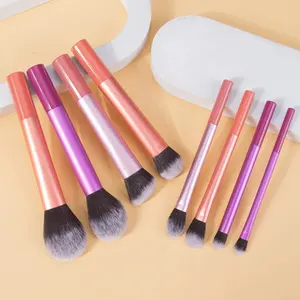 8-Piece Makeup Brush Set, Soft Synthetic Bristles, Face, Foundation, Blush, and Eyeshadow Brushes, Plastic-Handled Makeup Tools