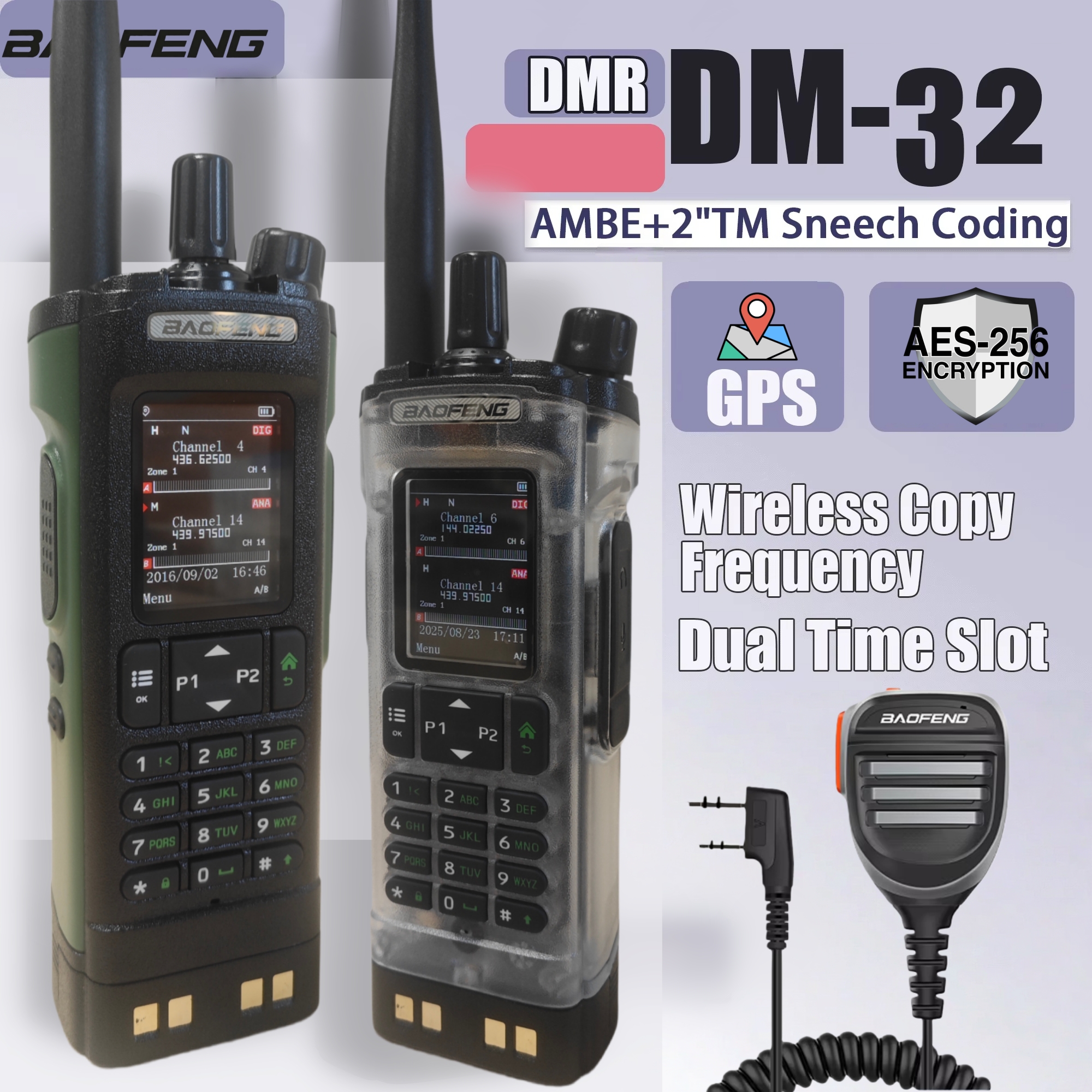 Baofeng Dm-32 8W Gps Aes256 暗号化 Baofeng 新しい長距離 Baofeng Dm-32Uv Dmr デジタル ラジオ