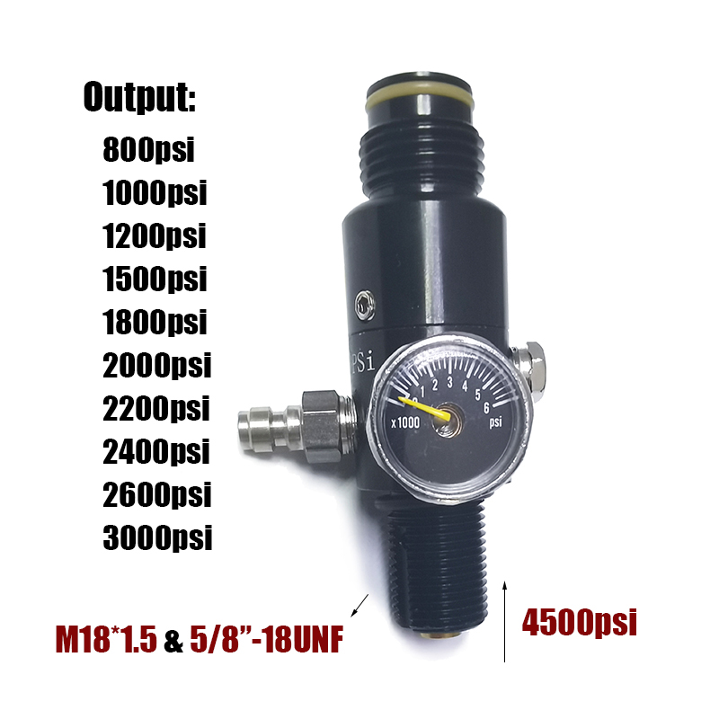 HPA 圧縮空気 Co2 シリンダーボトルタンクレギュレーターバルブ 4500psi 入力 800psi ～ 3000psi 出力