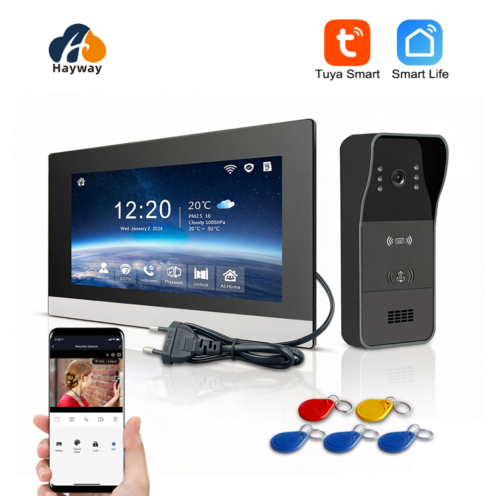 ビデオインターホンシステム 1080P Tuya WiFi ビデオドアベルワイヤレスビデオドアフォン RFID ロック解除ドアカメラ付き