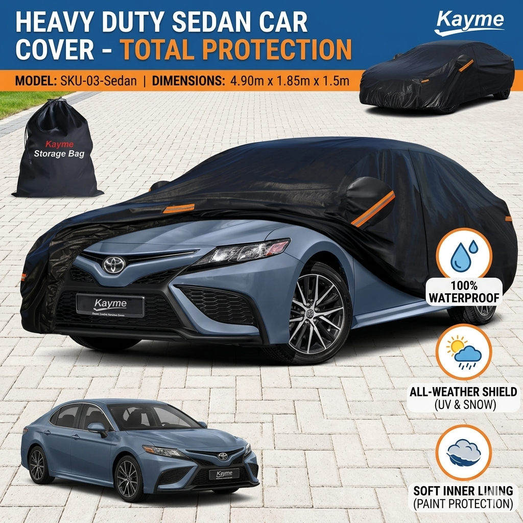 Kayme 7 層防水カーカバー屋外全天候型高耐久太陽紫外線雨保護カバーピックアップ/SUV/セダン/ハッチバック