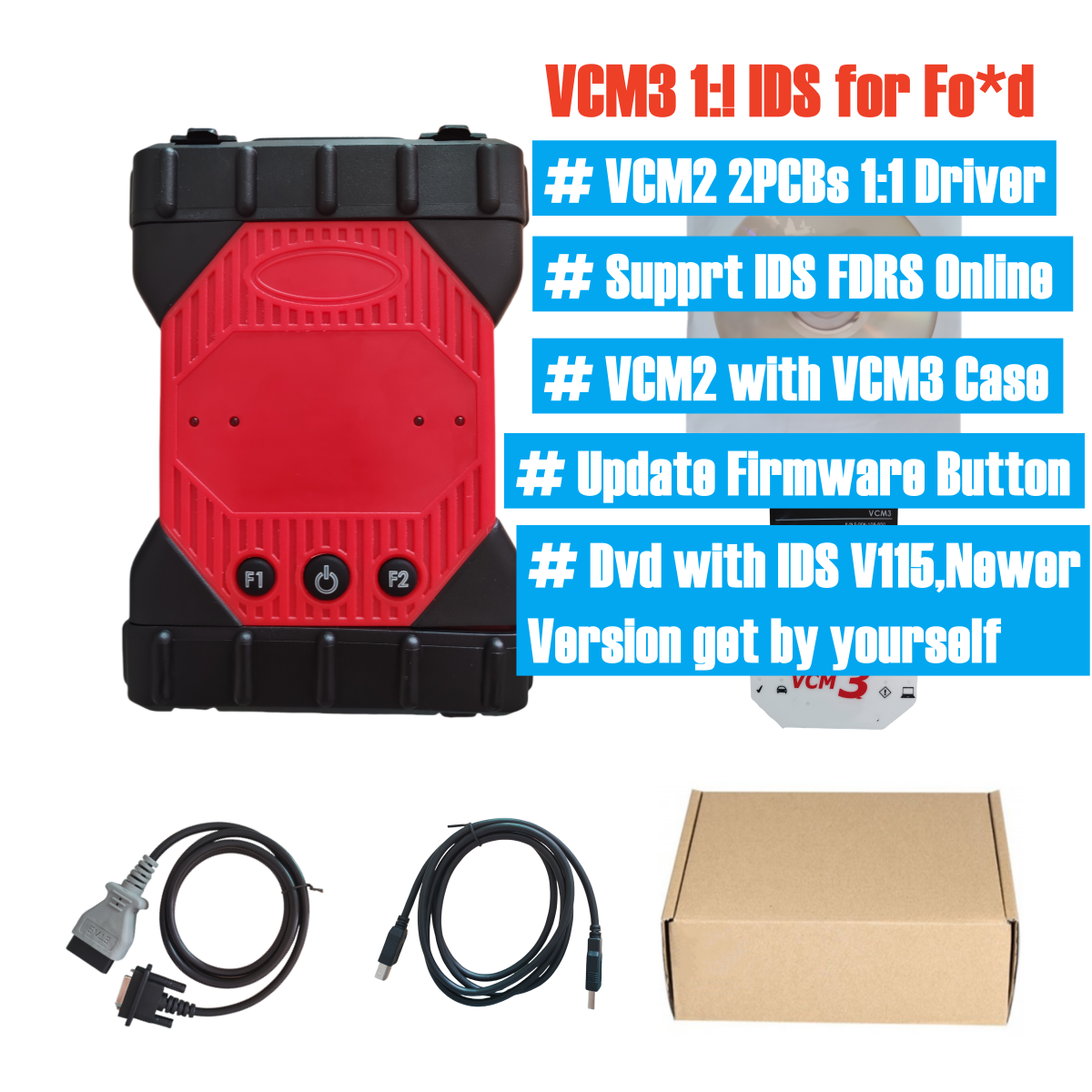 Best VCM2 1:1 Full Chip VCM3 IDS V130 Fo*d OBD2 Diagnostic Interface Support Online IDS FDRS Diagnosis and Programming