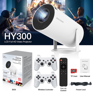 Yinzam HY300 ゲーミングプロジェクター（内蔵スタンド、デュアルゲームパッド、4K対応、Android 11搭載）ポータブルホームゲーミングシステム