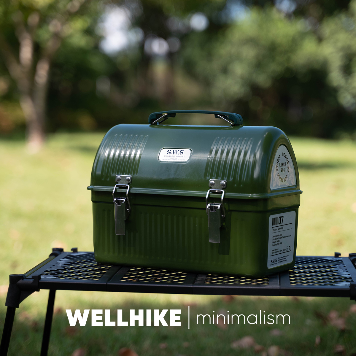 Wellhike-Stanley アウトドア SWS ワイルド トレース メタル ランチボックス ヴィンテージ キャンプ 小釣り コーヒー ティー ストレージ キット