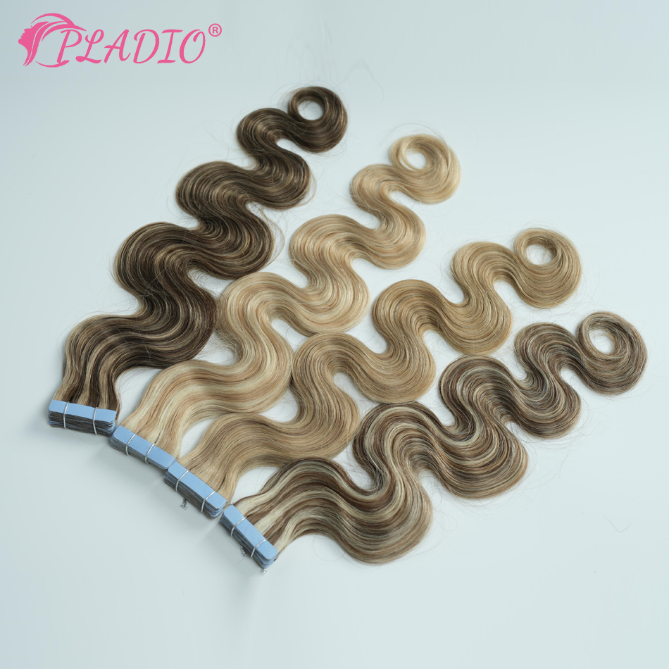 20 個テープヘアエクステンション人毛シームレス実体波ヨーロッパレミーヘアエクステンション女性のための 12-26 インチナチュラルカラー