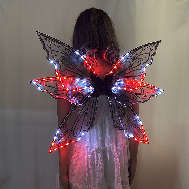 カラフルな LED 蝶の羽大人用発光ステージパフォーマンスベリーダンス衣装アクセサリーパーティーやナイトショー用
