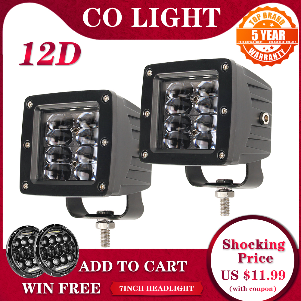CO LIGHT 超高輝度 3 インチ LED キューブ 40W フラッド LED ワークライトバー DRL フラッシュマウントポッド オフロード 4X4 ボート SUV ATV トラックフォグランプ用