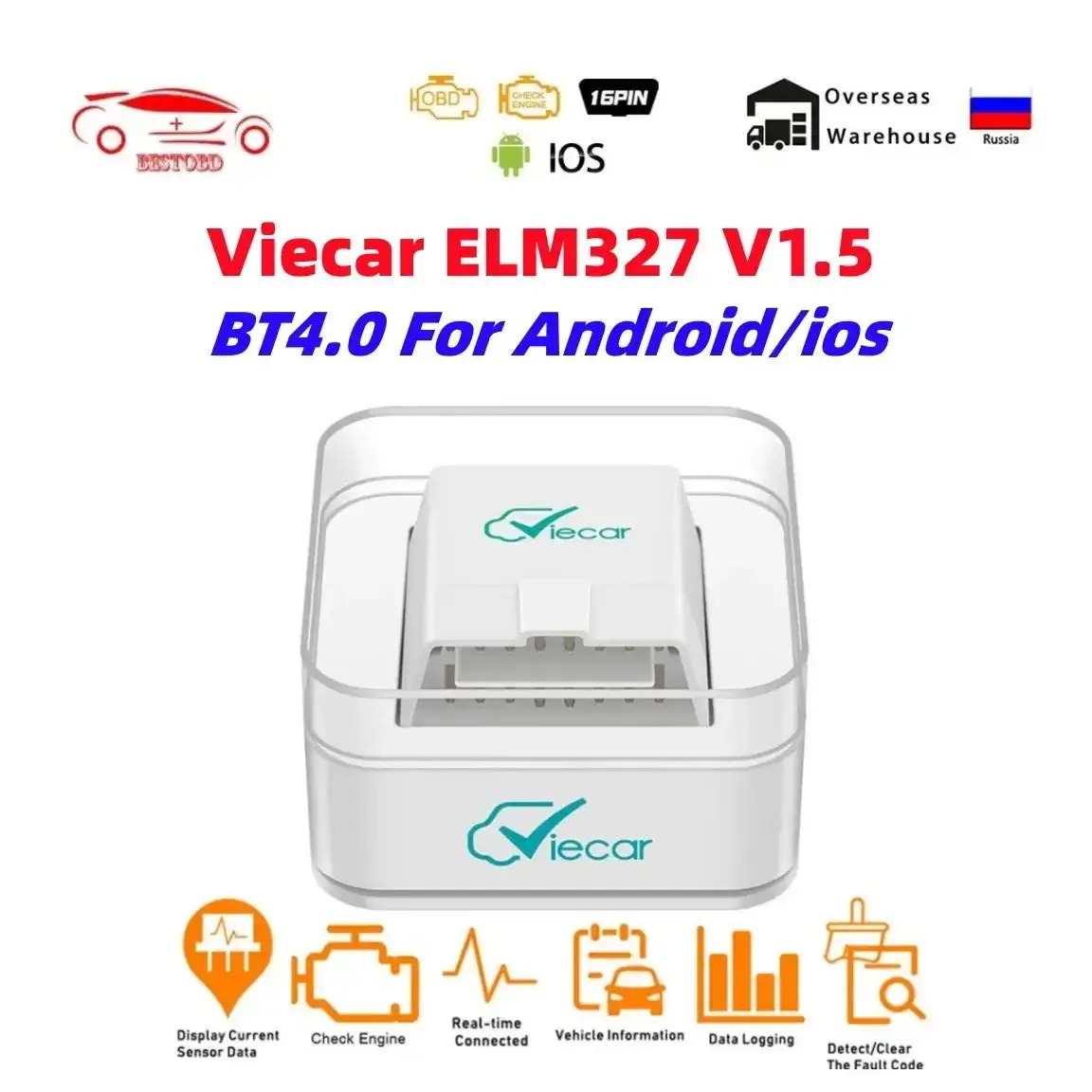 Viecar VC100 ELM327 V1.5 PIC18F25K80 OBD2 スキャナ自動ツール ELM 327 Bluetooth 4.0 IOS OBD 2 車診断ツール