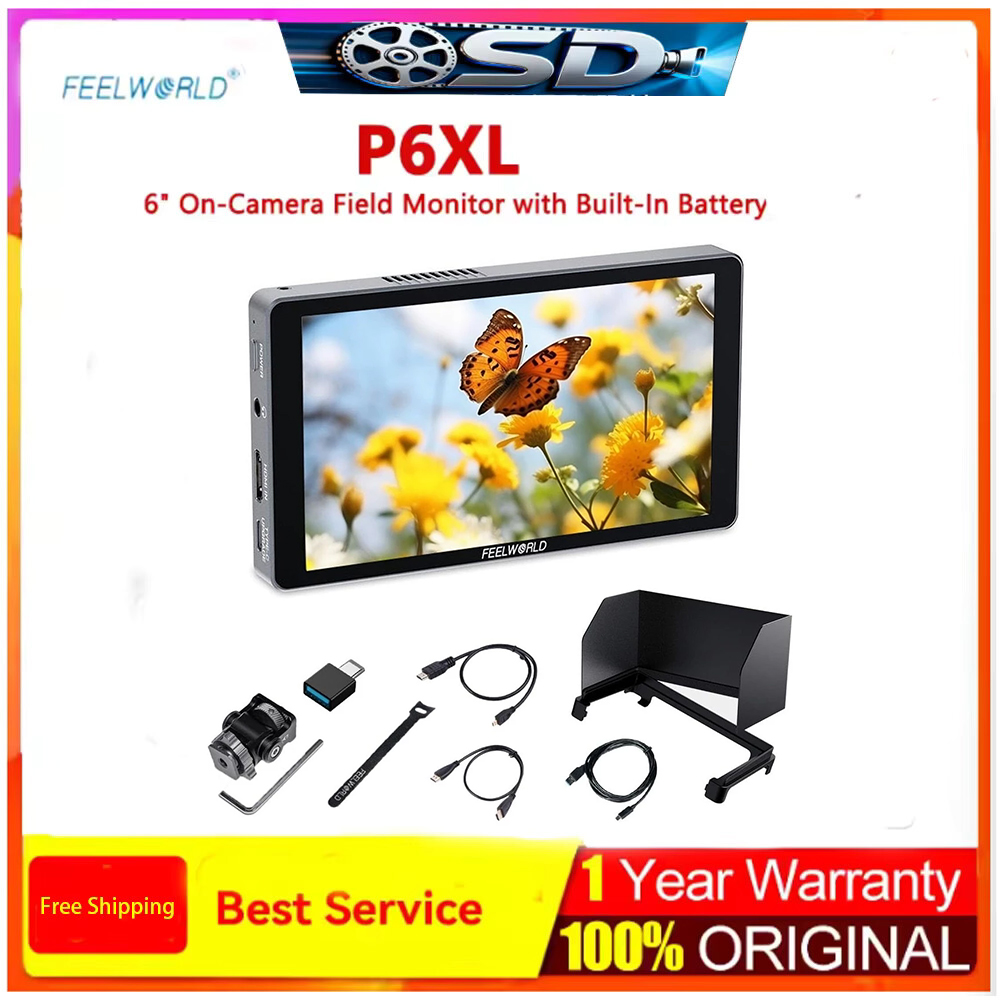 Feelworld P6XL 6 インチ内蔵バッテリーアルミニウム HDR タッチスクリーンフィールドモニター 4K 1200nit 3D Lut
