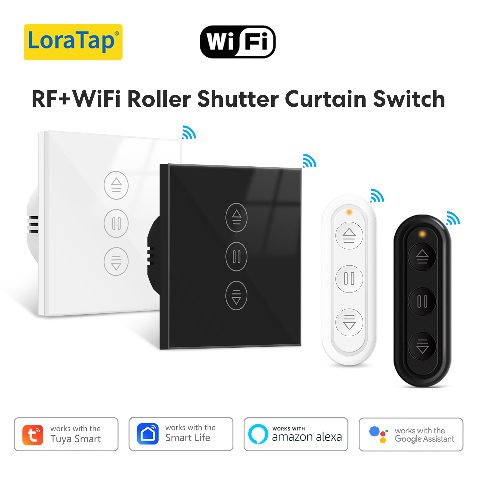 LoraTap Tuya ローラーシャッター タッチパネルスイッチ スマートライフアプリ リモートプログレスバー設定 Google Home Alexa による音声コントロール