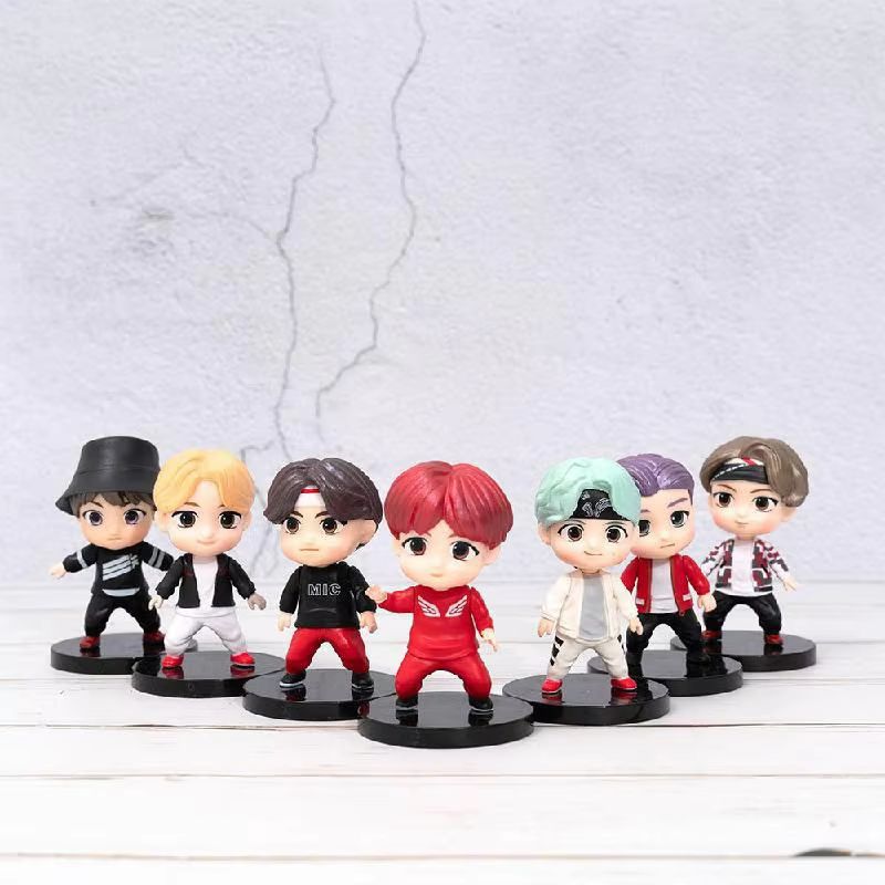 ホット防弾少年団 7 ピース/セットアクションフィギュア人形模型玩具 Rm ジンシュガ Jhope ジミン V ジョングクスターアイドルかわいい軍ギフト子供のための