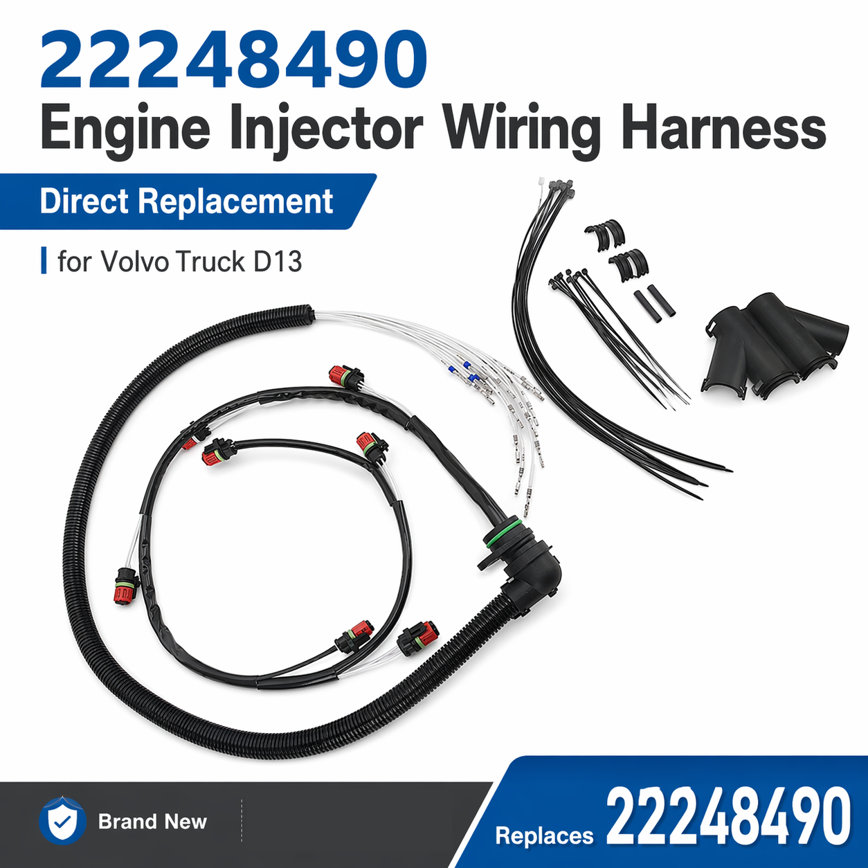 22248490 ボルボ トラック FMFH D13 2007-2018 エンジン インジェクター ハーネス OEM ワイヤー ハーネス ケーブル、耐久性のあるワイヤー ハーネス アセンブリ