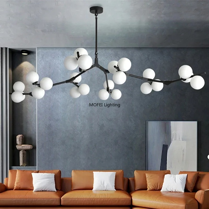Nordic Creative Magic Bean Molecular Chandelier Modern Simple Living Room Restaurant Pendant Lights Personality Branch Lamp LED