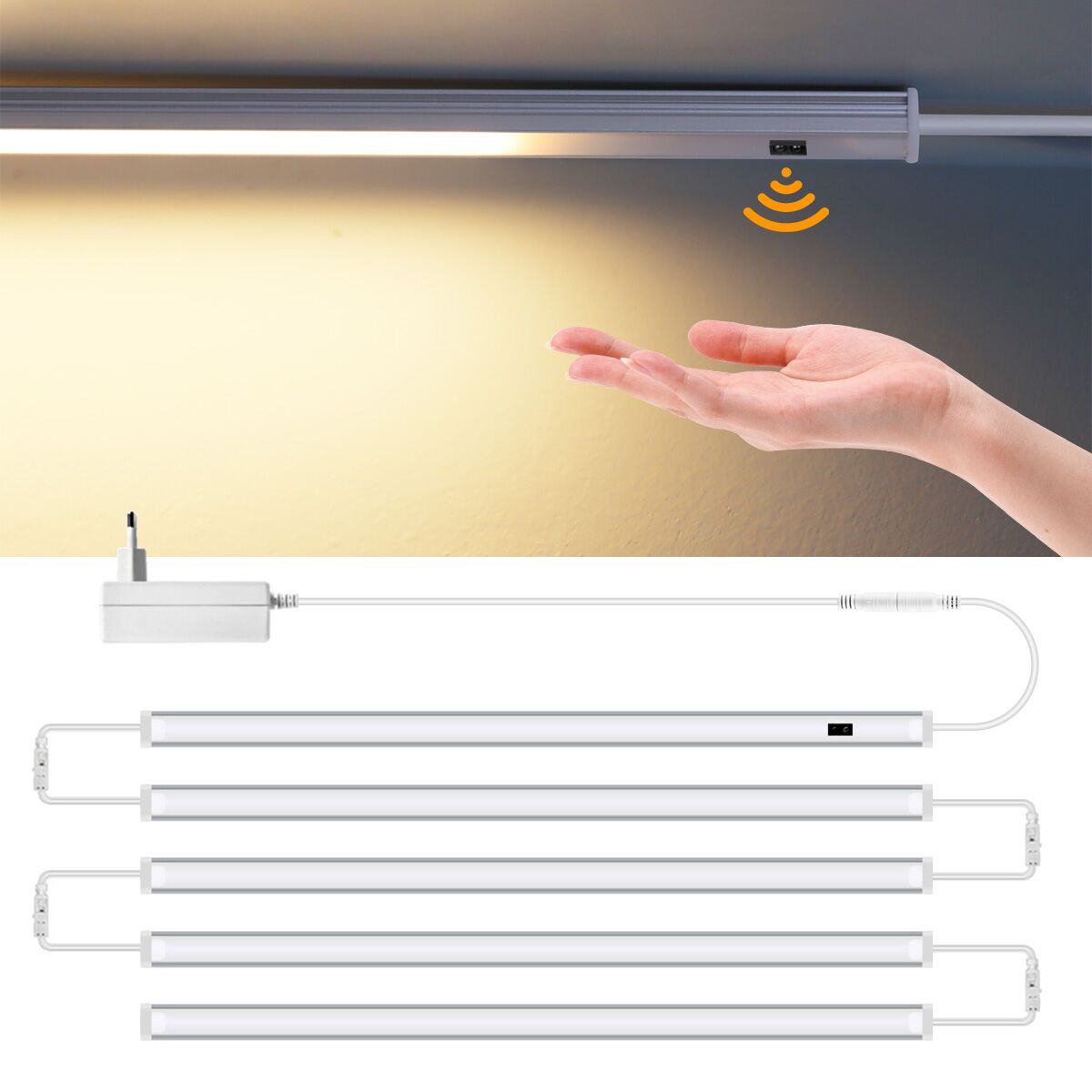 キッチンアンダーキャビネットセンサー LED 照明キットリンク可能な LED バーライトハンドスイープ調光可能スイッチカウンター棚ワークベンチクローゼット