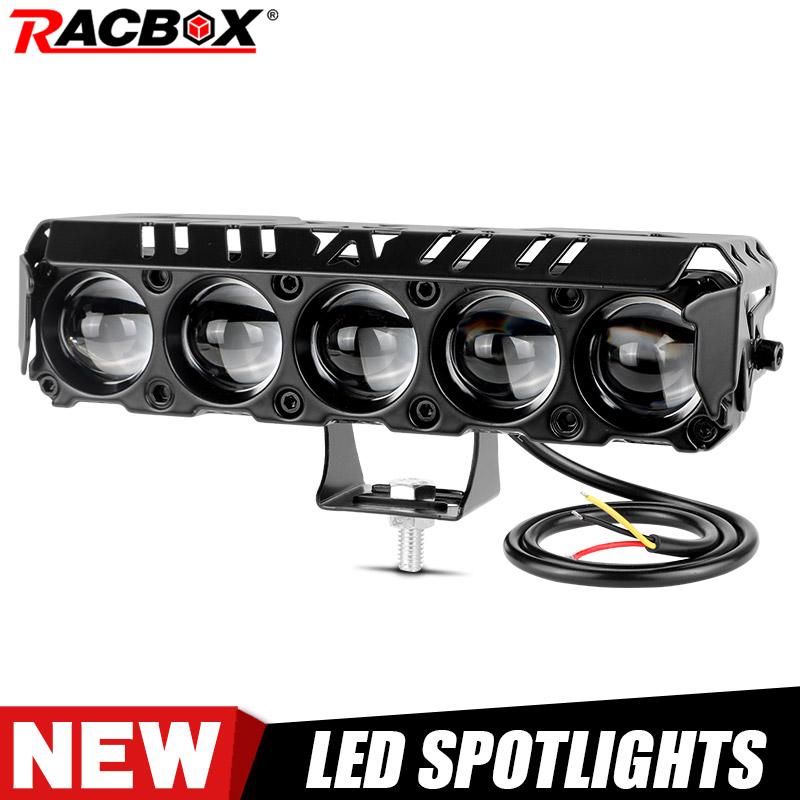 12V-48V オートバイ 5 レンズ LED スポットライト白黄色ハイロービームヘッドライトアルミドライビングフォグランプダートバイクトラック SUV ATV