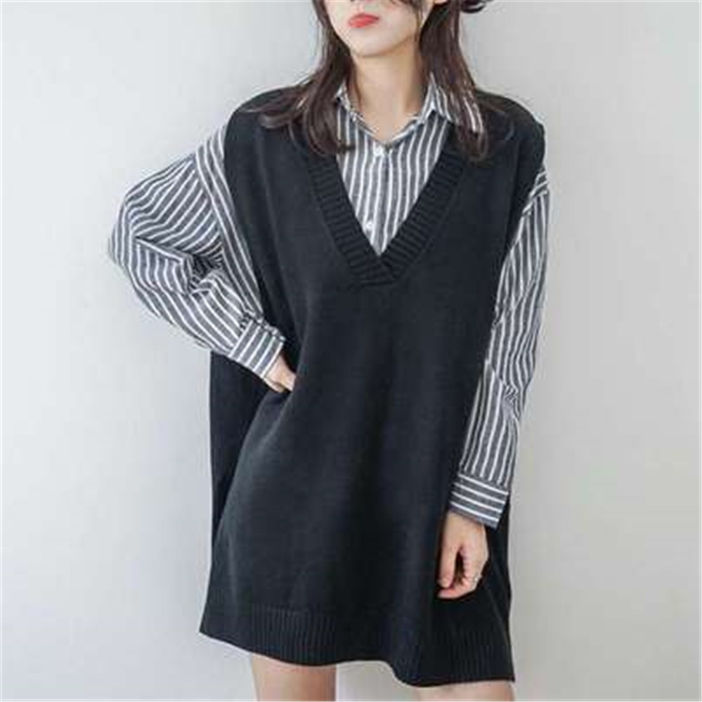 韓国の新しい女性大きいサイズ 4XL 5XL セーターベストロングジャンパーオーバーサイズ固体シンプルなオールマッチニット S-5XL 女性生き抜く