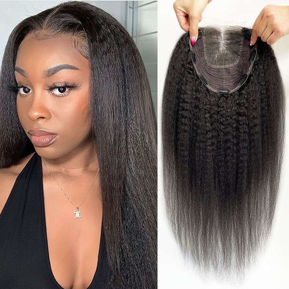 変態ストレートヘアトッパーバージンヨーロッパ人毛 4 × 4 インチ HD レース横糸トッパー事前摘み取り女性ヘアピース髪のボリュームを追加