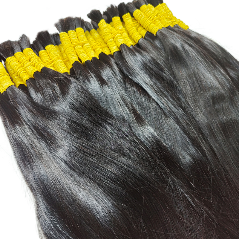 卸売人毛編組ストレートインディアンヘアベンダーバージンバンドルなし横糸天然毛バルク 100% 人毛エクステンション
