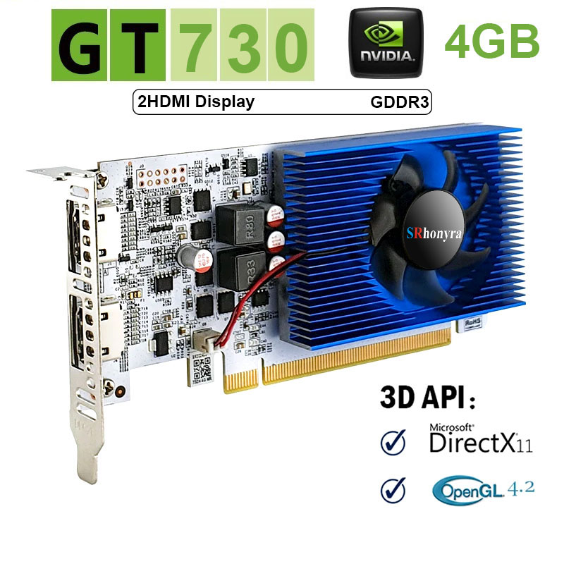 SRhonyra GT 730/RX 550/GT 1030/GTX1050/GTX 1050Ti 4GB ロープロファイルグラフィックカード（SFF/Thin ITX/HTPC PC対応）