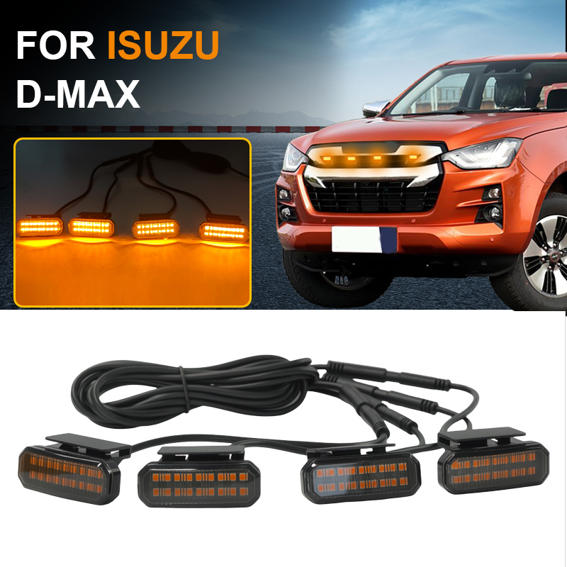 LED フロントグリルライトいすゞ D-MAX DMAX 2015-2023 車のデイタイムランニングライトホイール眉毛ランプピックアップオフロード 12V
