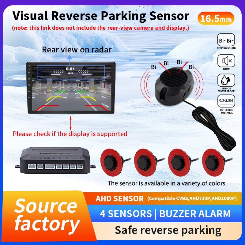 車リバースパーキングセンサー 4 AHD センサー 16.5 ミリメートル互換性 CVBS AHD 1080P サウンドミュートモード車両安全警報システム