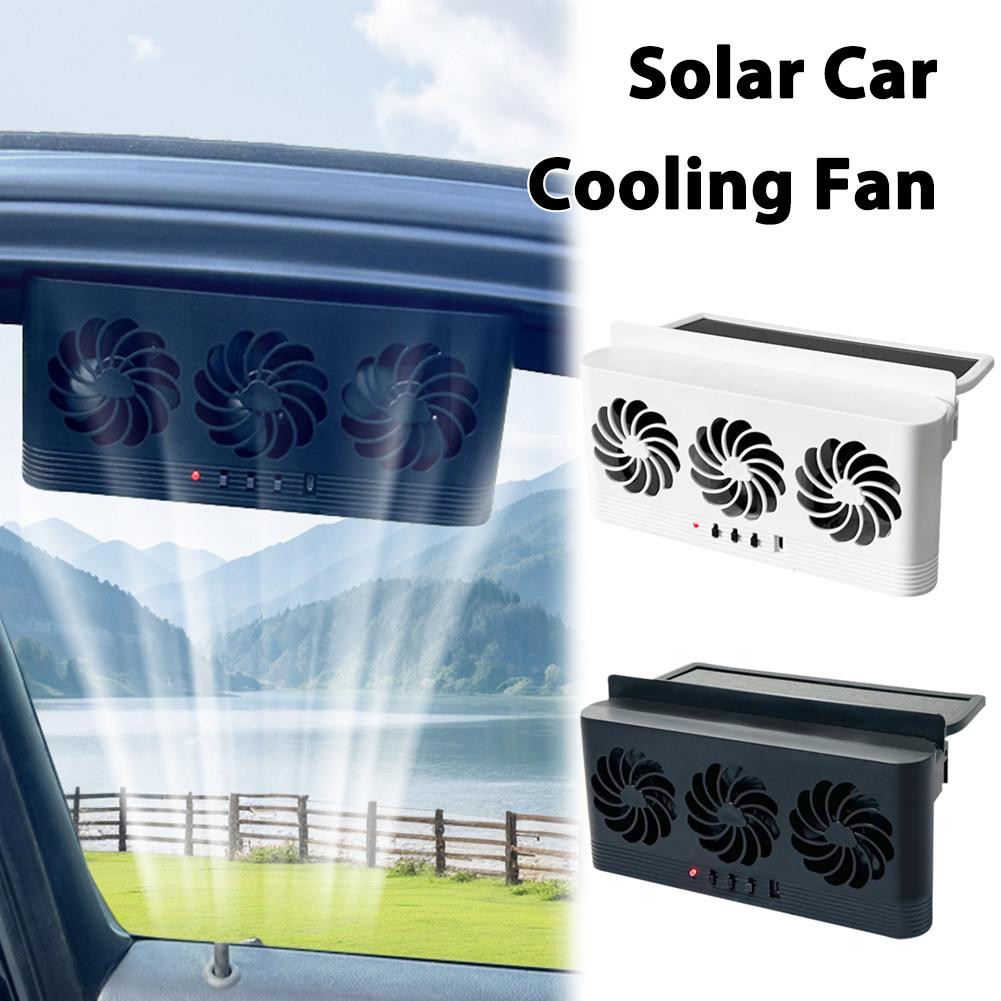 太陽光発電車ラジエーター冷却ファン 3 空気出口付き車窓換気扇 USB 電源自動換気ファンすべての U2S4 用
