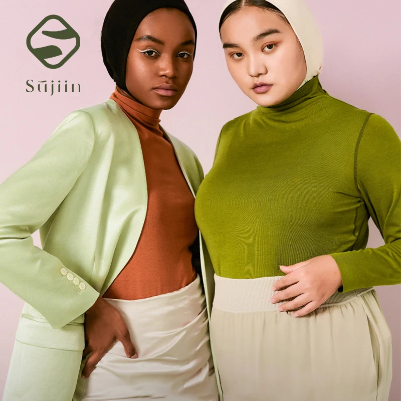 SUJIIN プラスサイズの熱下着長袖タートルネック特大 Tシャツ女性ブラウススリムトップス女性の冬秋服