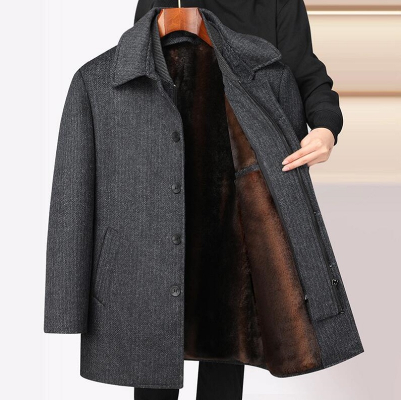 新着冬のジャケットの男性のファッションウールコートメンズカジュアルウール厚く暖かいトレンチコート男性ドレスジャケットサイズ M-4XL