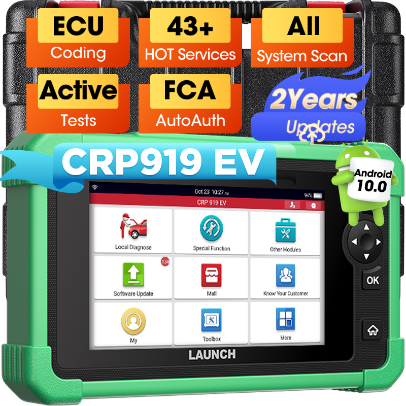 LAUNCH CRP919 EV Diagnostic Tool New Energy Scanner Electric Car Automotive Sanner Auto Diagnosis CANFD DOIP 2 Years Free Update