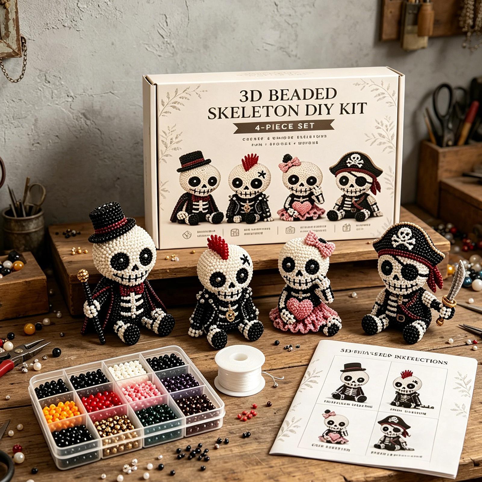 3D ビーズ スケルトン クラフト セット ハロウィン 愛らしい記念品 ミニ 3D ビーズ スケルトン クラフト セット ホーム パーティー 教室 学校用