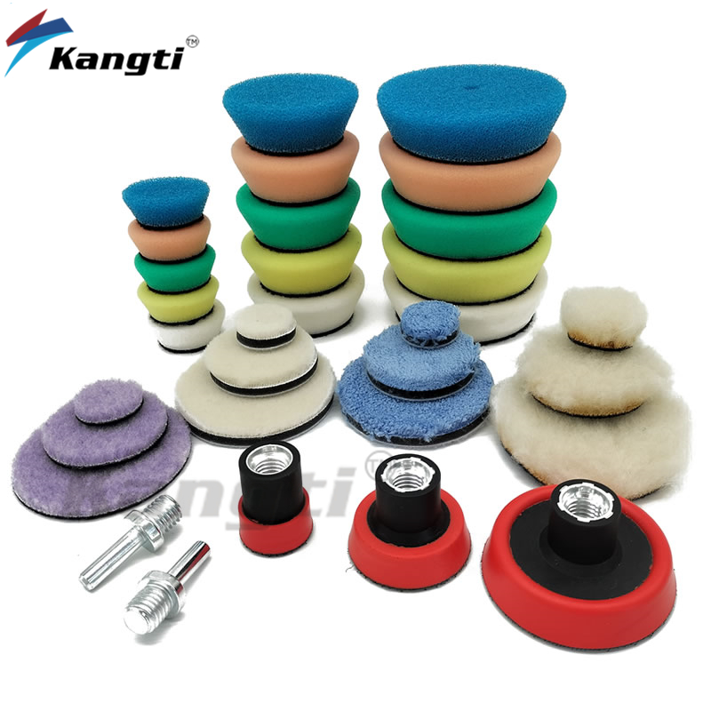 Kangti 32 個 1 インチ 2 インチ 3 インチミニバフ研磨パッドキットウールパッドワックスがけスポンジ車のディテールポリッシュパッドツール