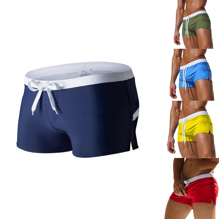 メンズ水着 10 色バックポケットデザイン速乾性ビーチメンズボクサーパンツ夏水泳パンツ